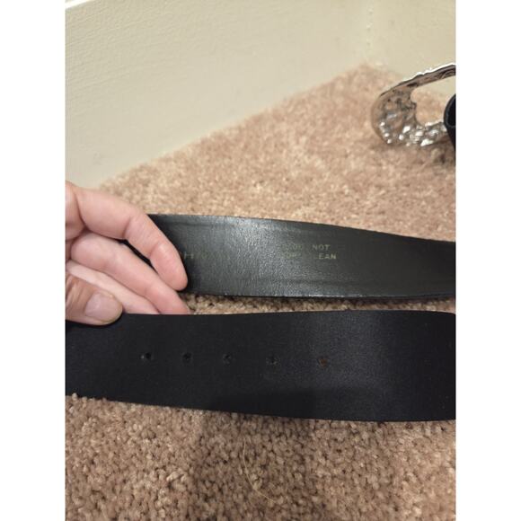 Vintage St John\'s Black Satin Covered Statement Rhinestone Belt, Women\'s Size 6 main image 2